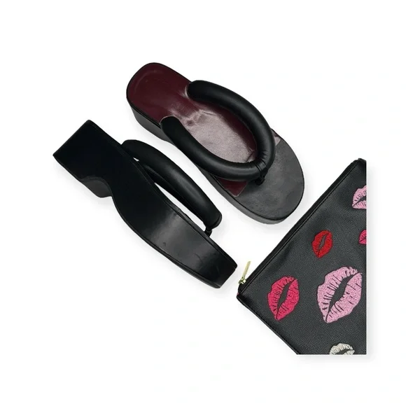 Staud 𒀭Rio Puffy Leather Thong Strap Platform Sandals 𒀭Black 𒀭39 9M - Picture 14 of 16